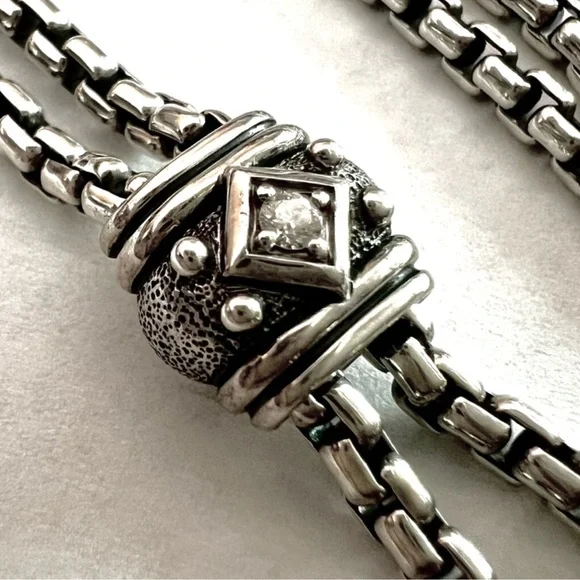David Yurman Renaissance tassle diamonds adjustable 40 inch box chain necklace